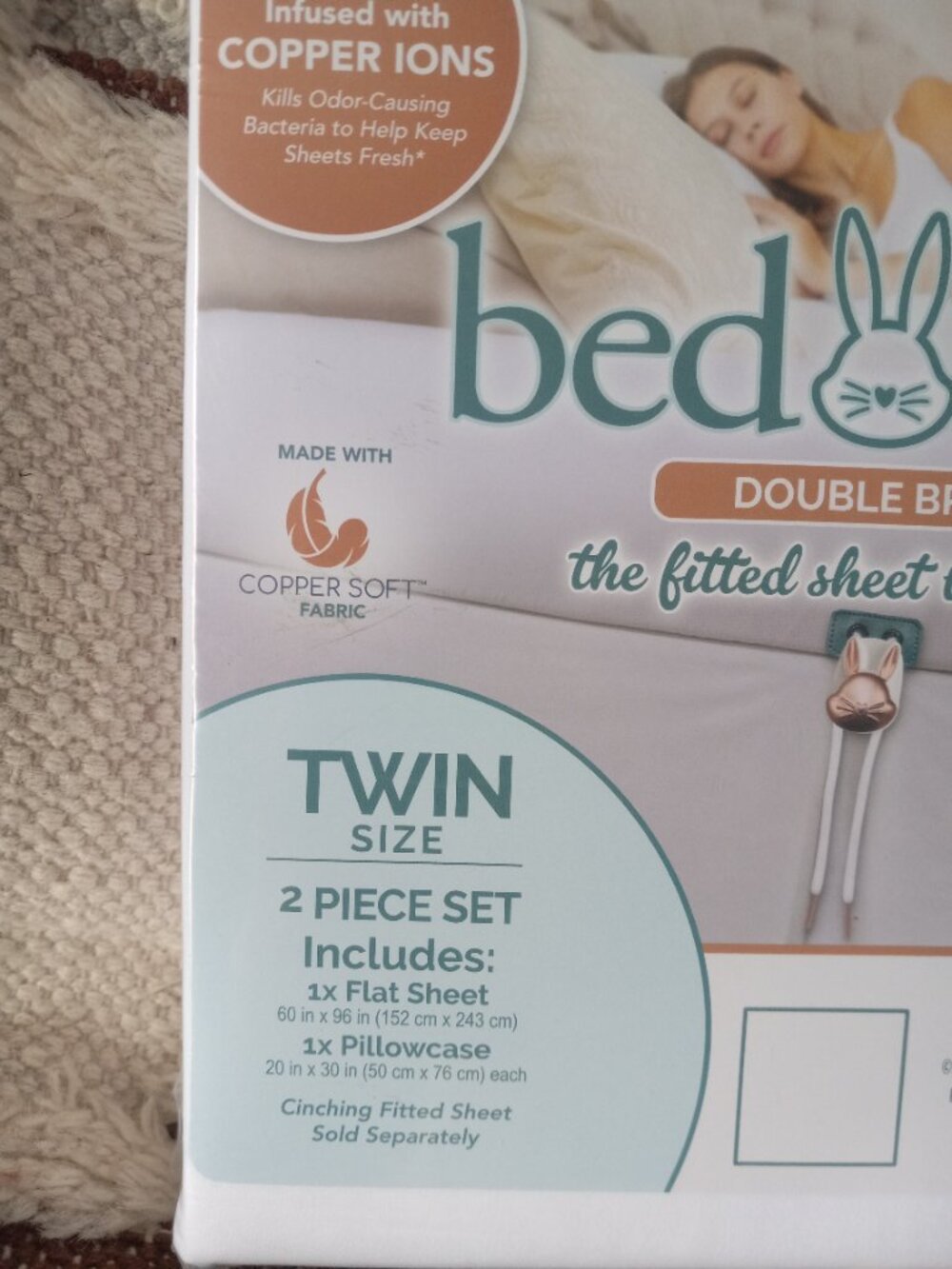 Bed bunny twin flat sheet 1 pillow case